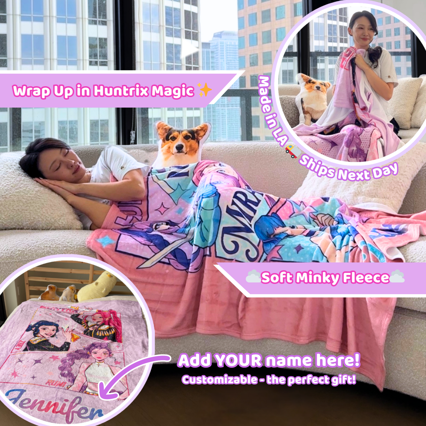 Personalized K-Pop Demon Hunters Throw Blanket