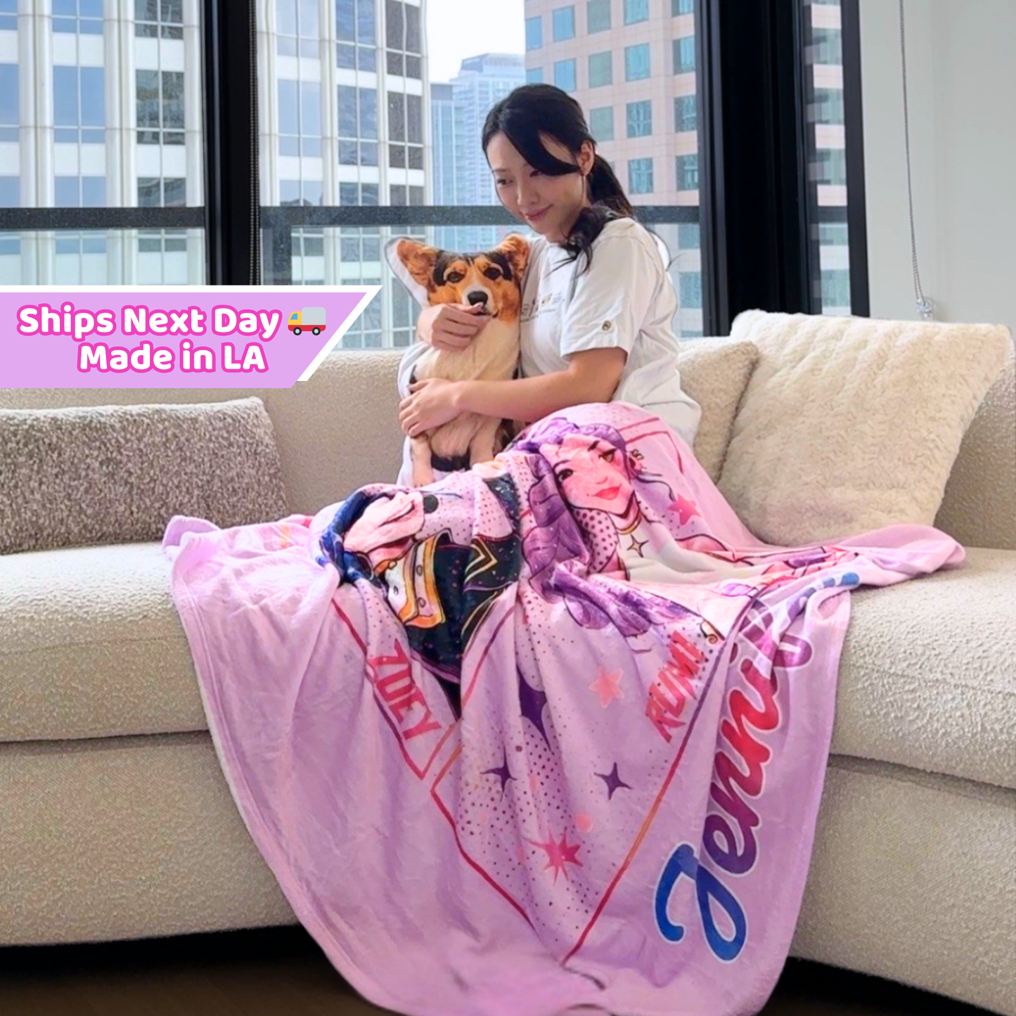 Personalized K-Pop Demon Hunters Throw Blanket
