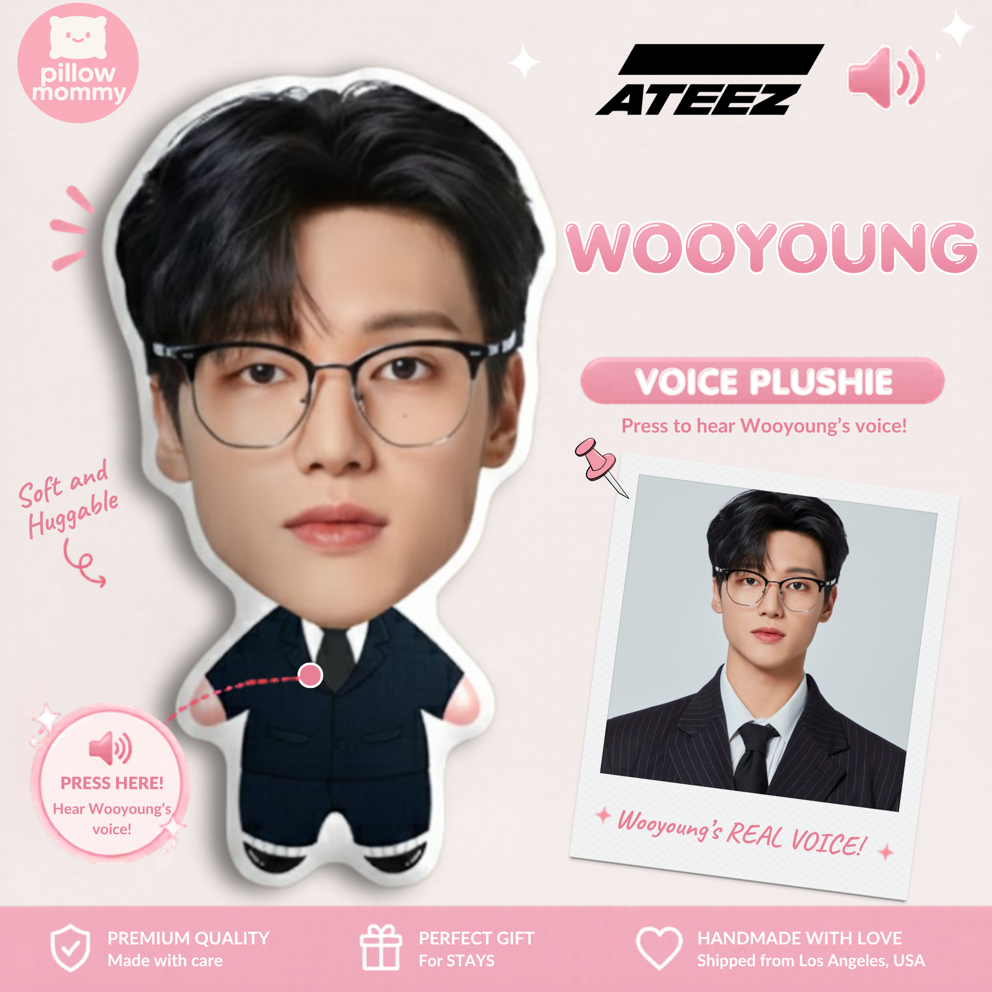 Ateez Wooyoung Talking Plushie – PillowMommy