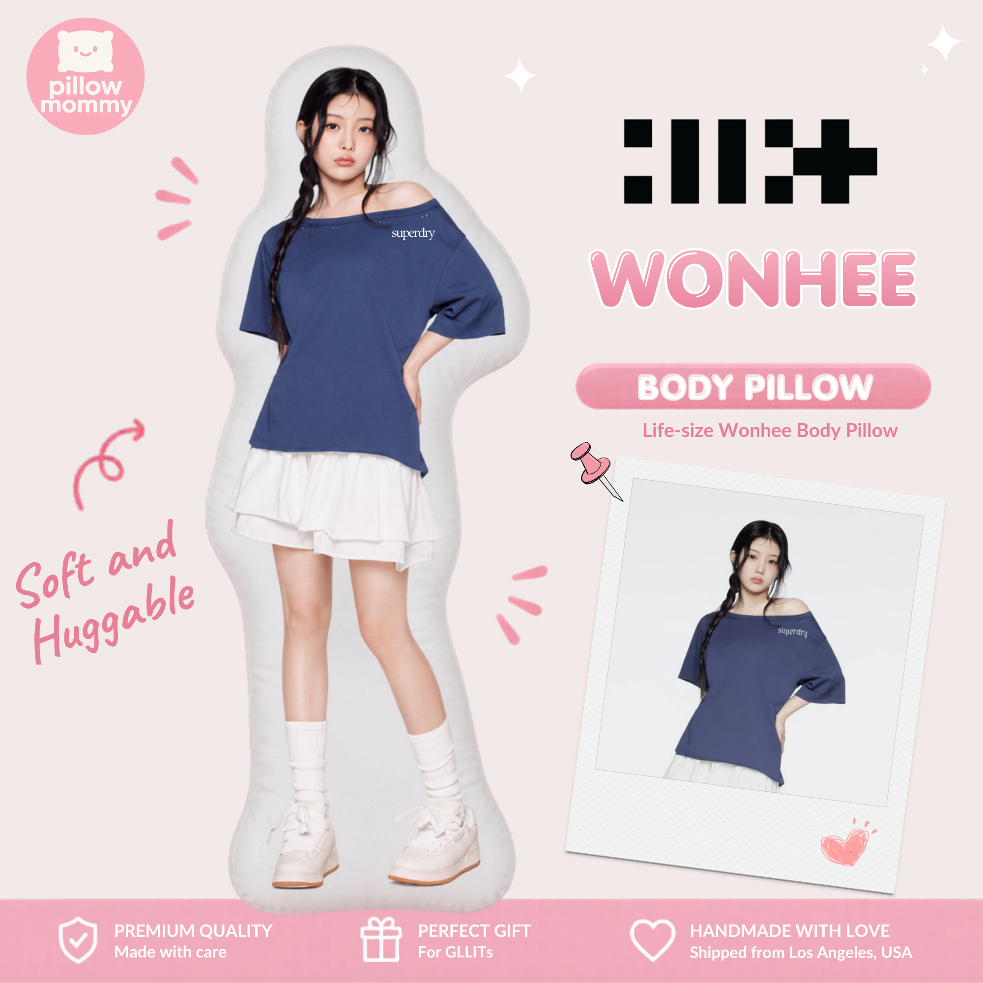 ILLIT Wonhee Blue Life-Size Body Pillow