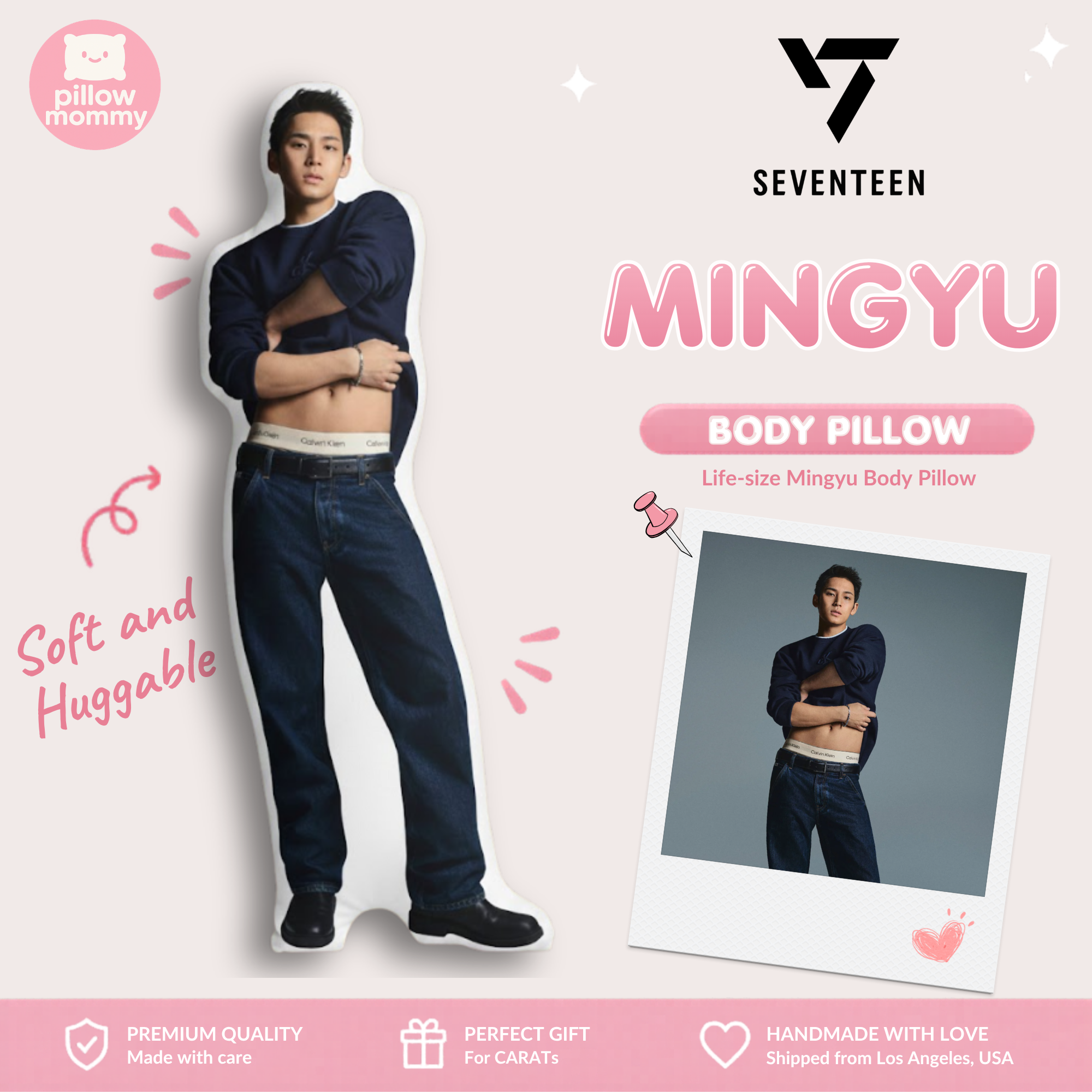 Seventeen Mingyu Life-Size Body Pillow Navy