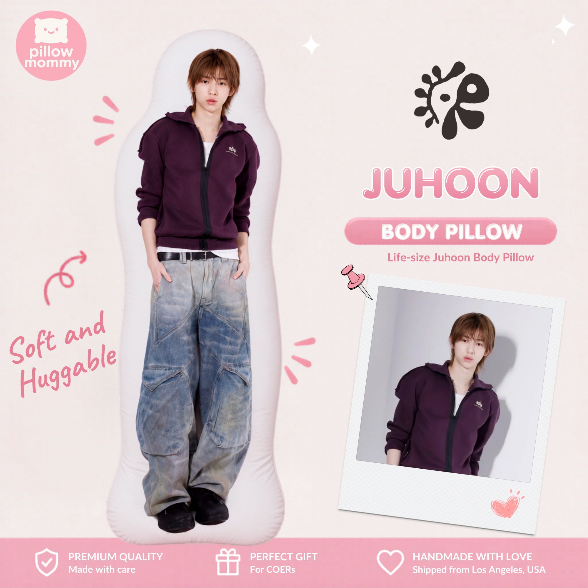 CORTIS Juhoon Purple Zip-Up Life-Size Body Pillow