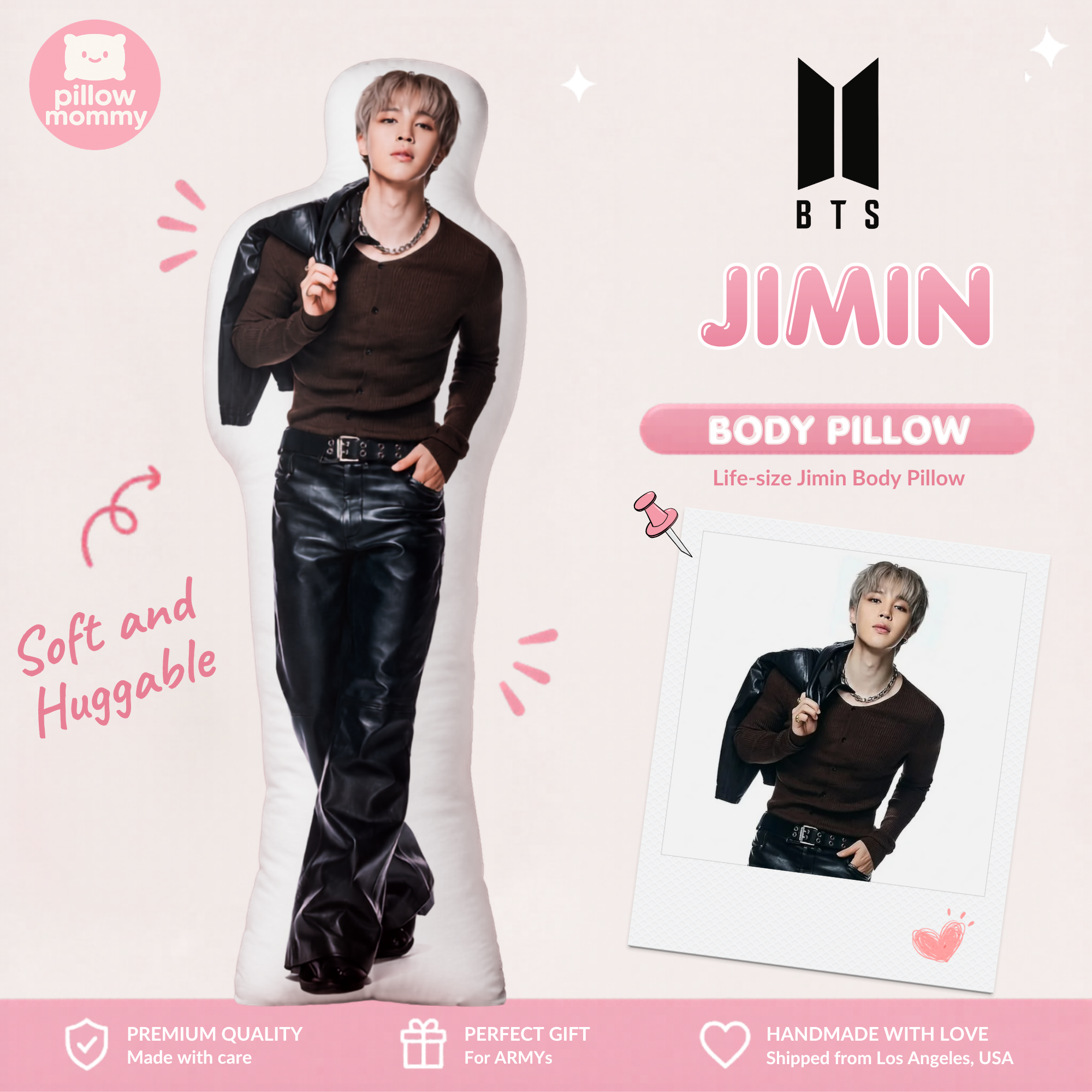 BTS Jimin Black Top Life-Size Body Pillow