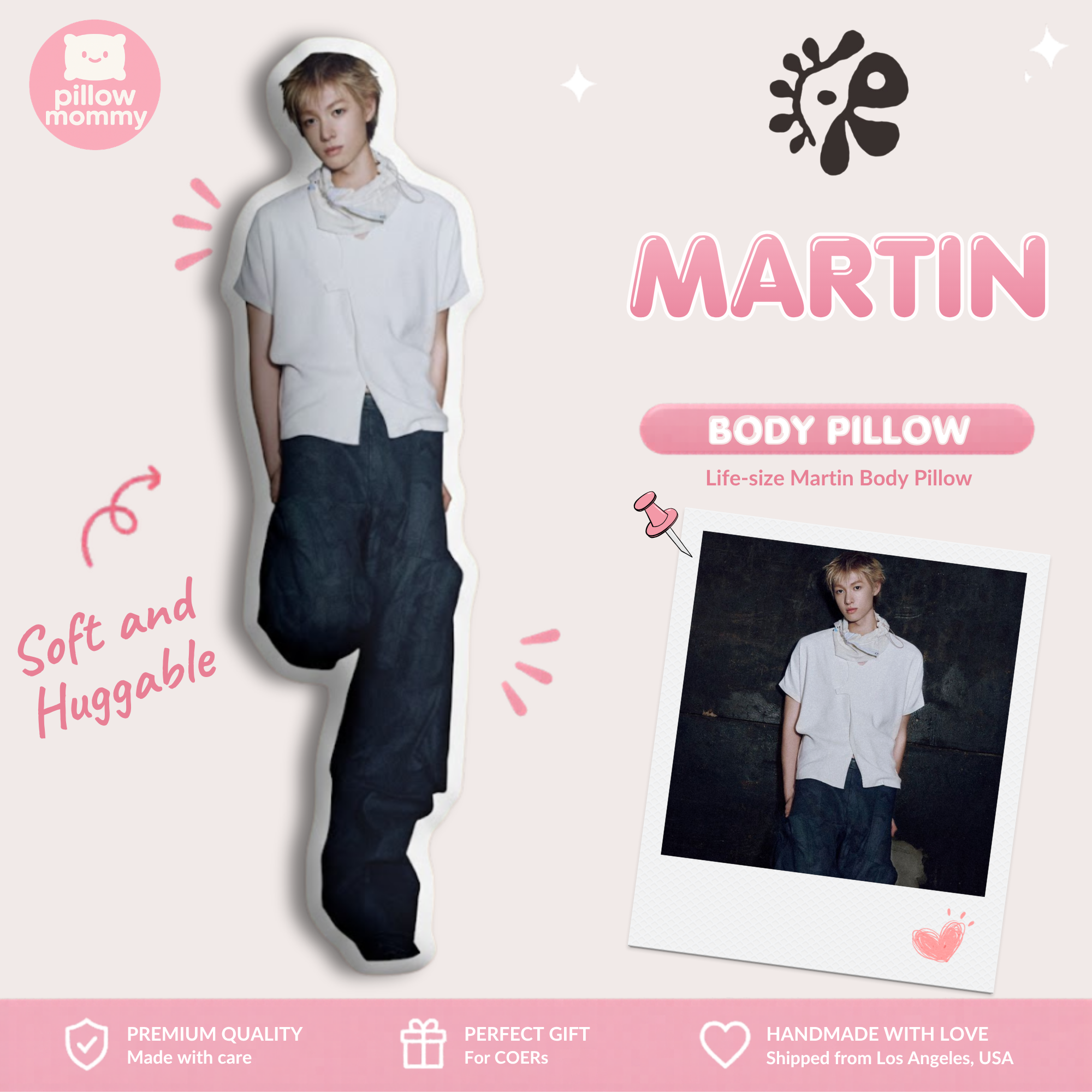 Cortis Martin Life-Size Body Pillow White Tops