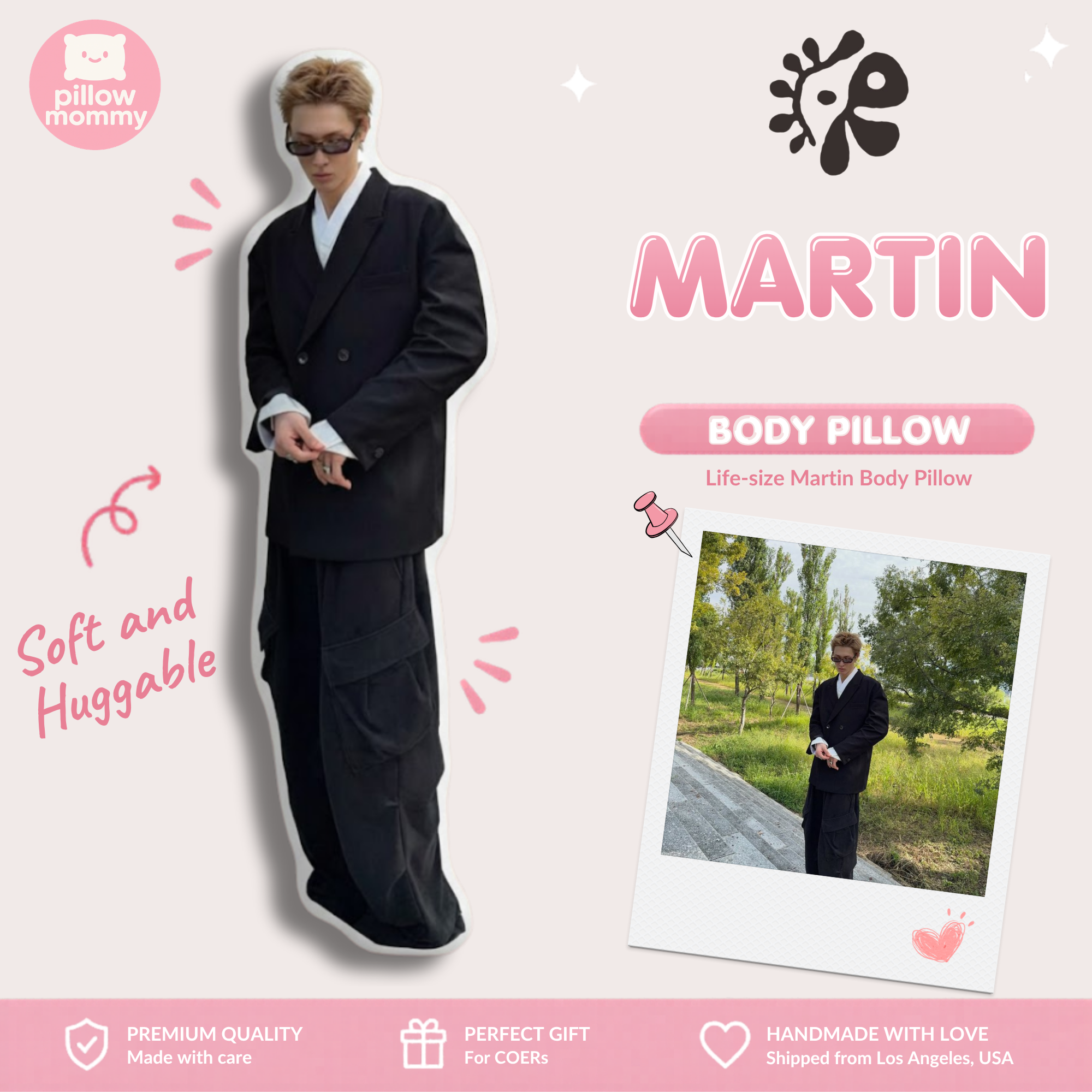 Cortis Martin Black Coat Life-Size Body Pillow