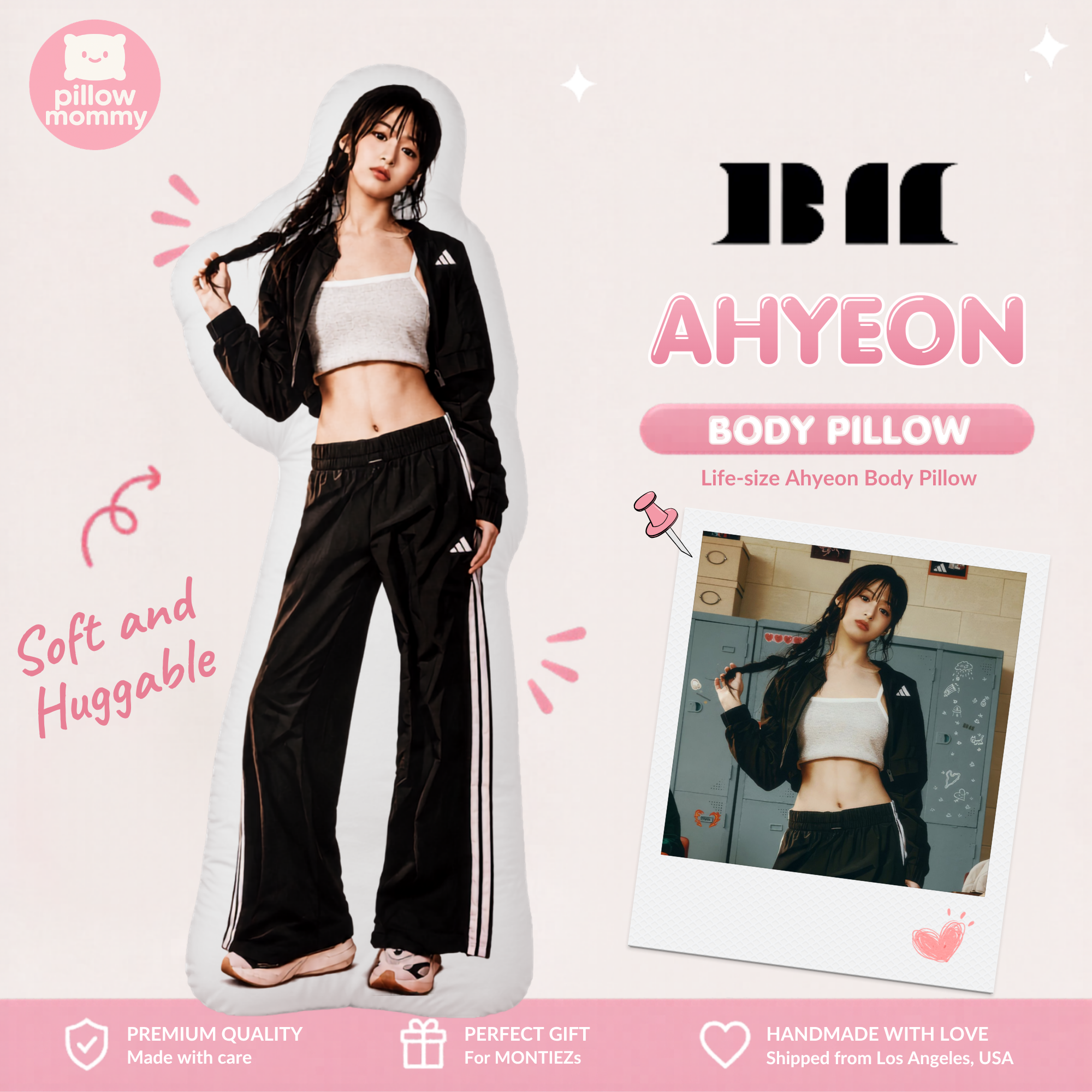 BABYMONSTER Ahyeon Black Track Suit Life-Size Body Pillow