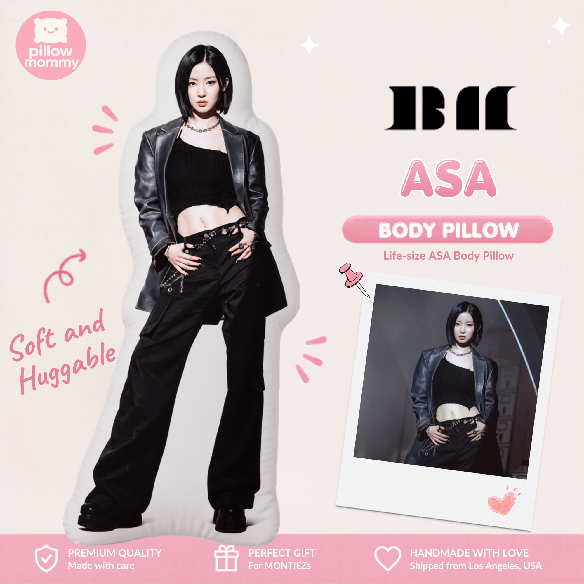 BABYMONSTER Asa Black Performance Outfit Life-Size Body Pillow