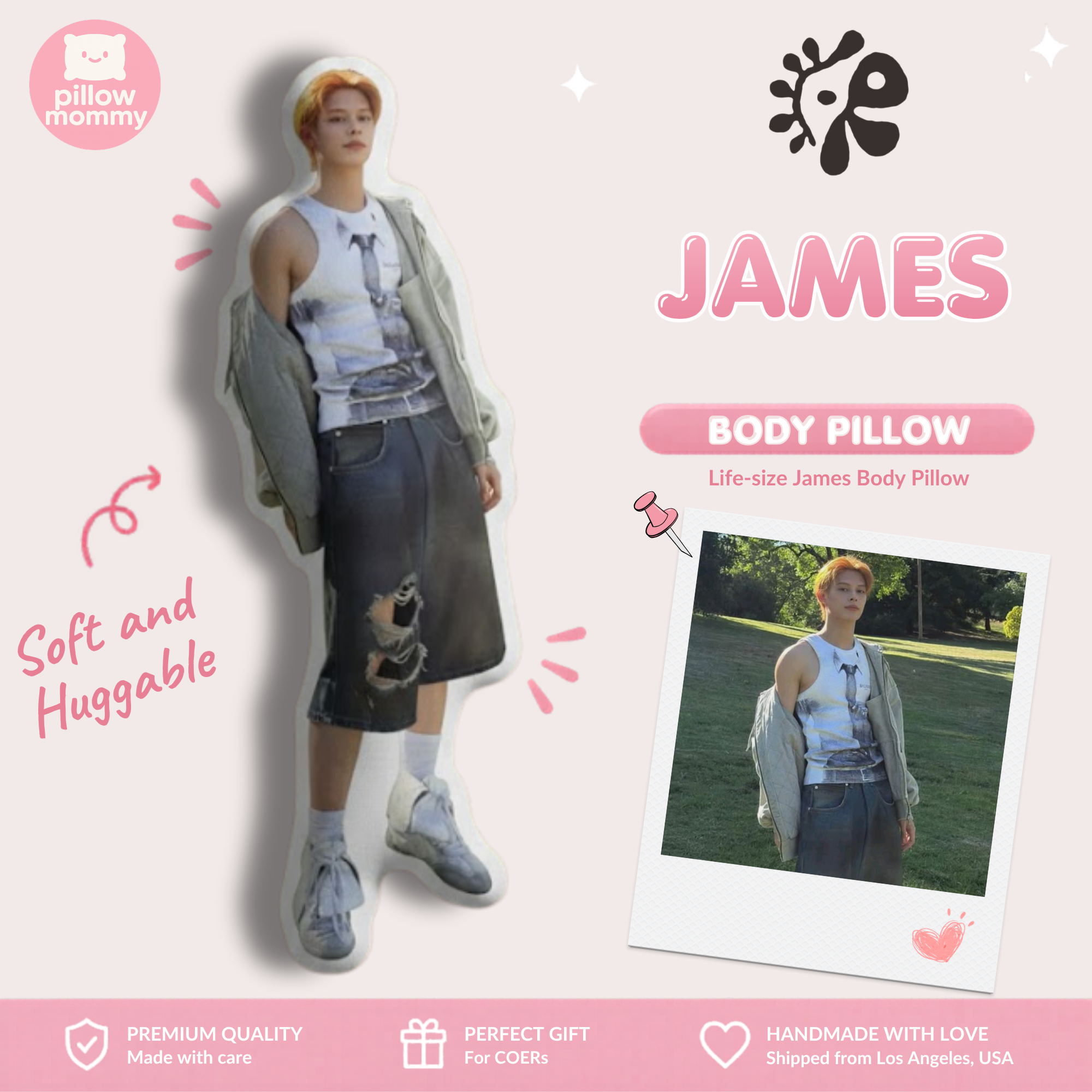 Cortis James White Tank Life-Size Body Pillow