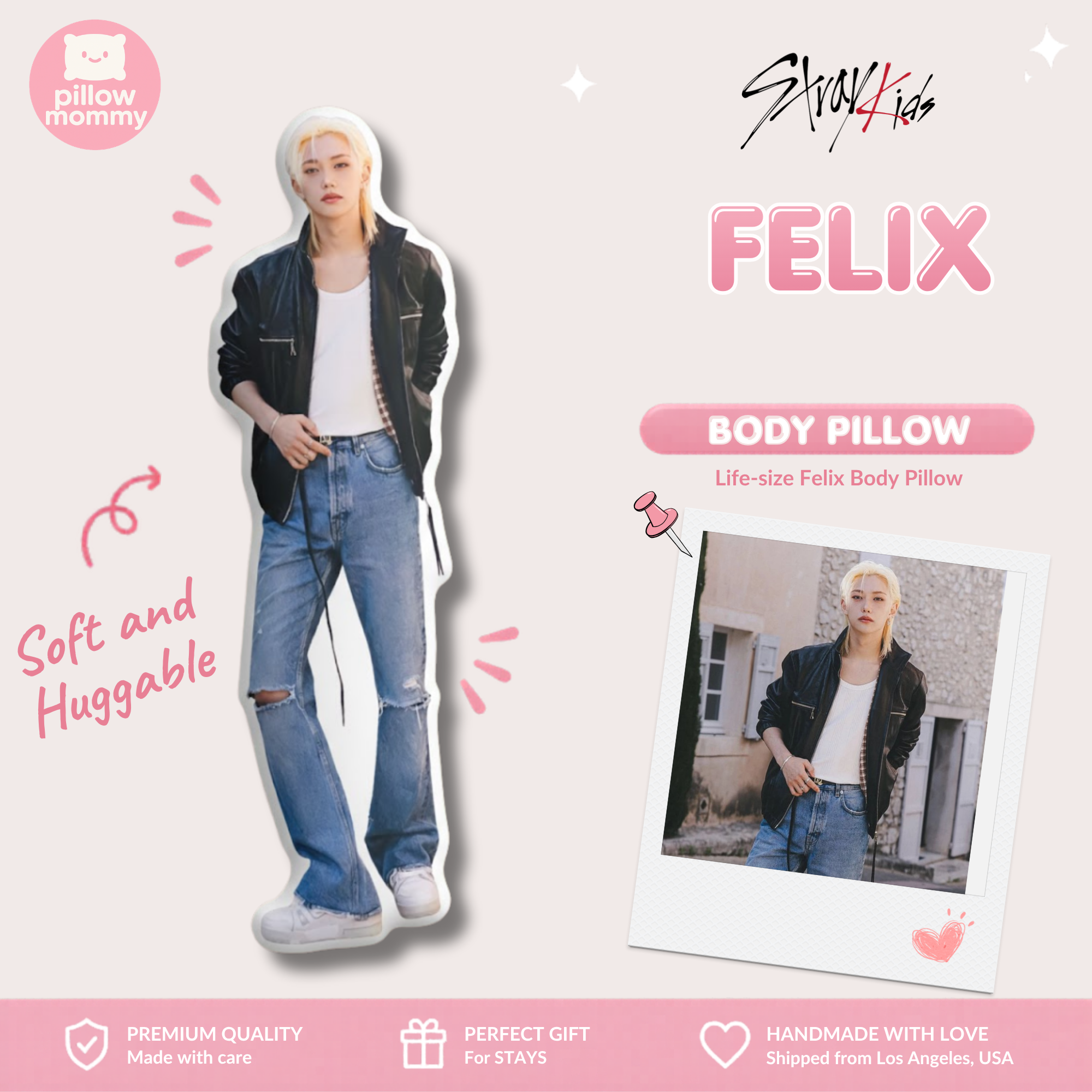 Stray Kids Felix Black Top Life-Size Body Pillow