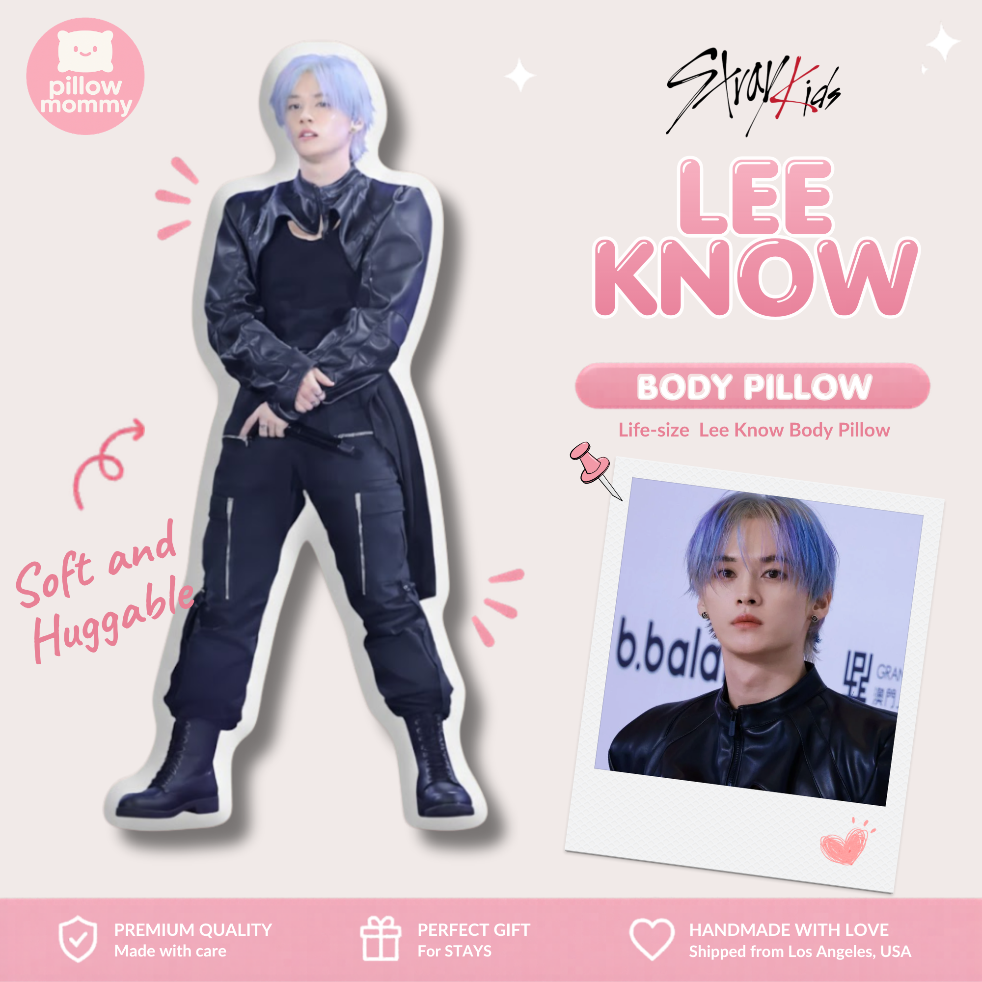Stray Kids Lee Know Black Life-Size Body Pillow
