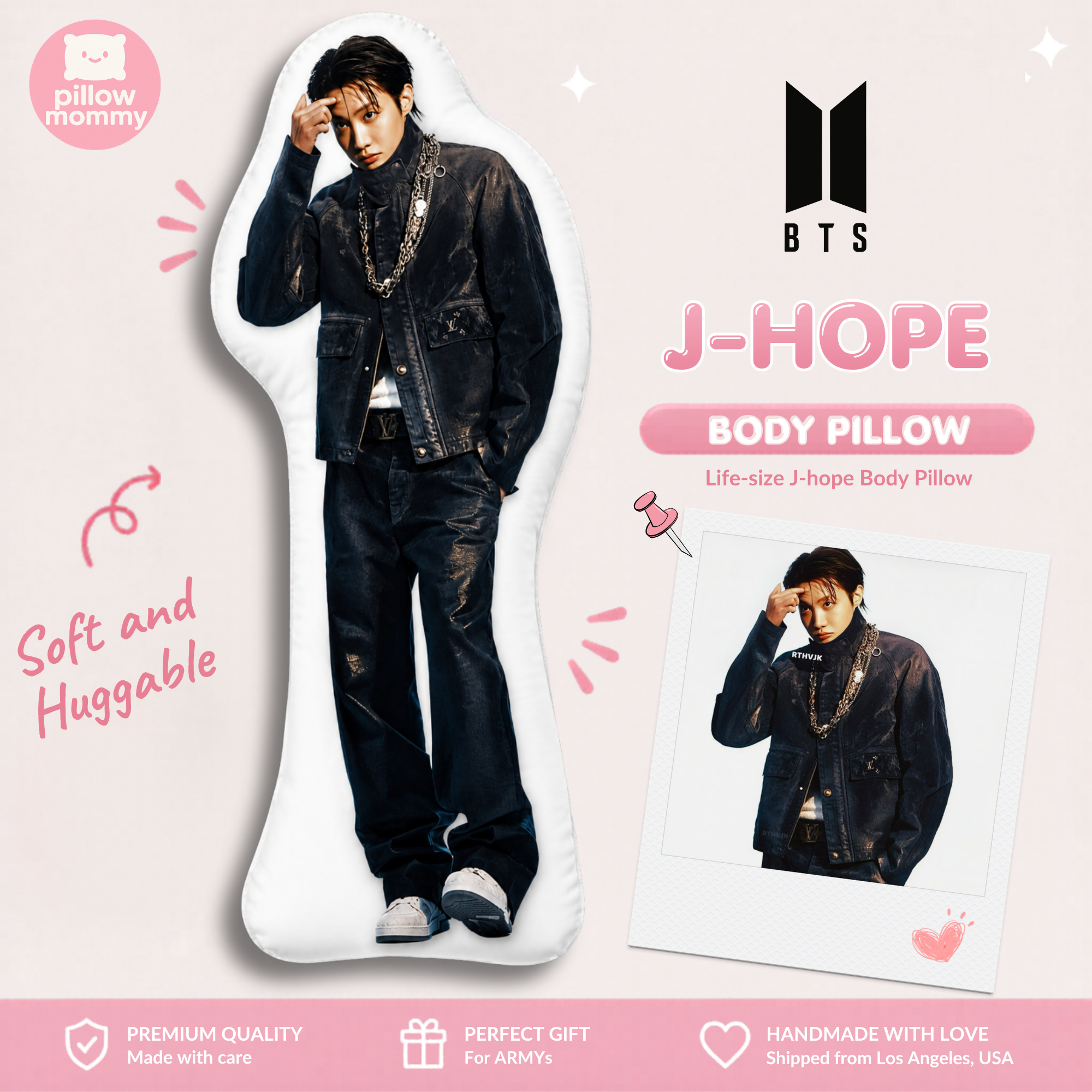 BTS J-Hope Dark Denim Life-Size Body Pillow