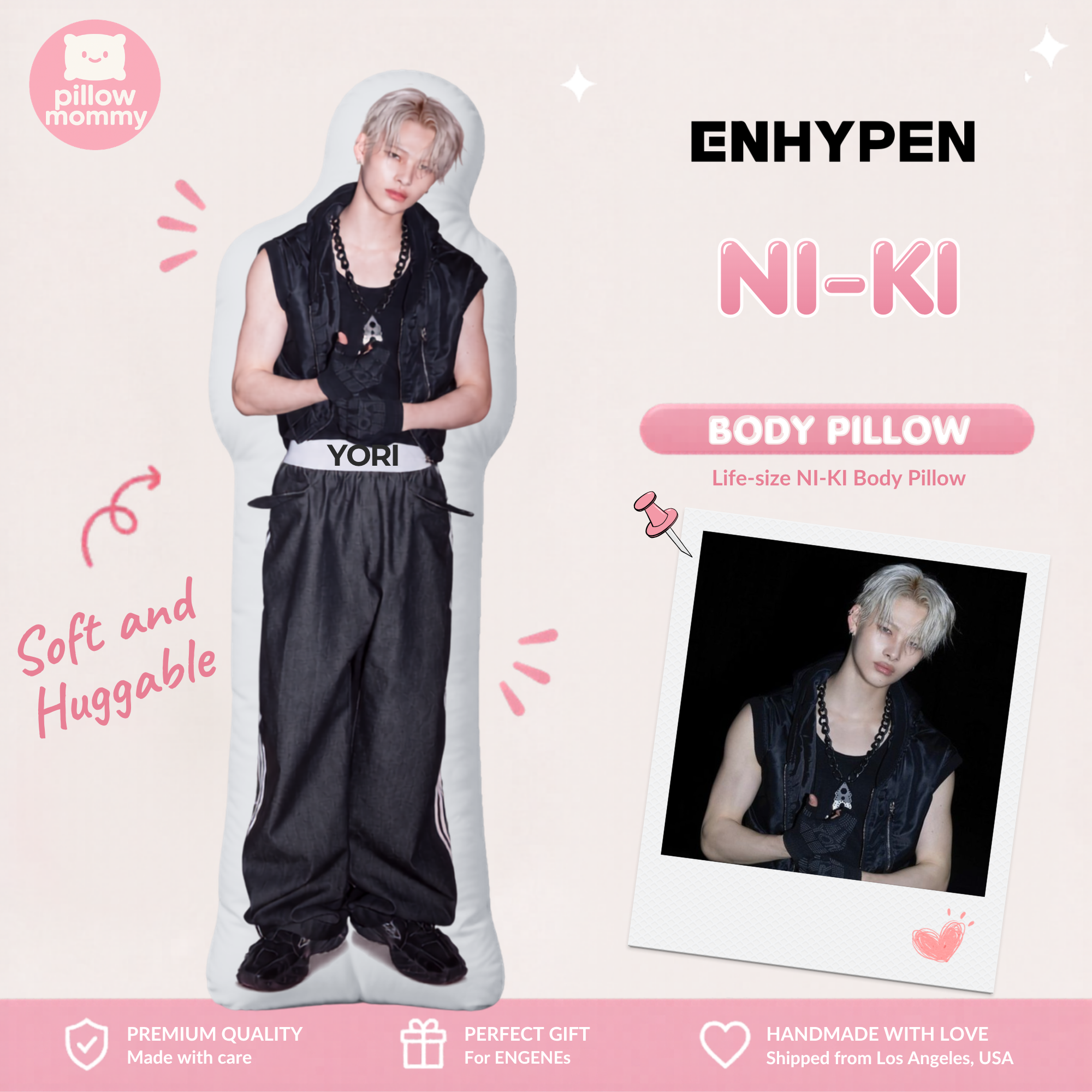 ENHYPEN Ni-Ki Sleeveless Black Vest Life-Size Body Pillow