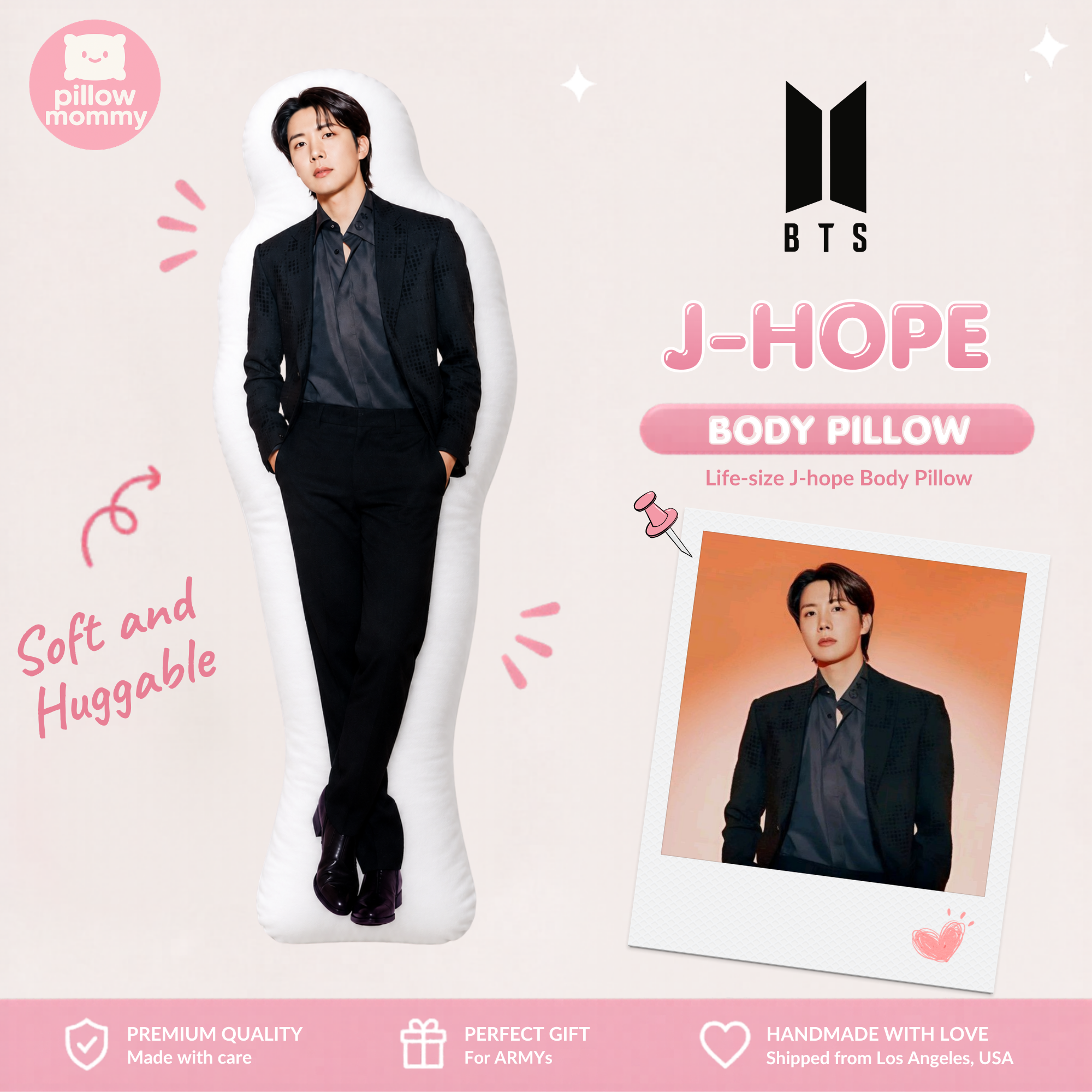 BTS J-Hope Black Suit Life-Size Body Pillow