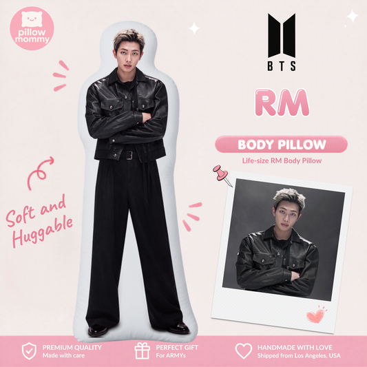 BTS RM Black Leather Jacket Life-Size Body Pillow