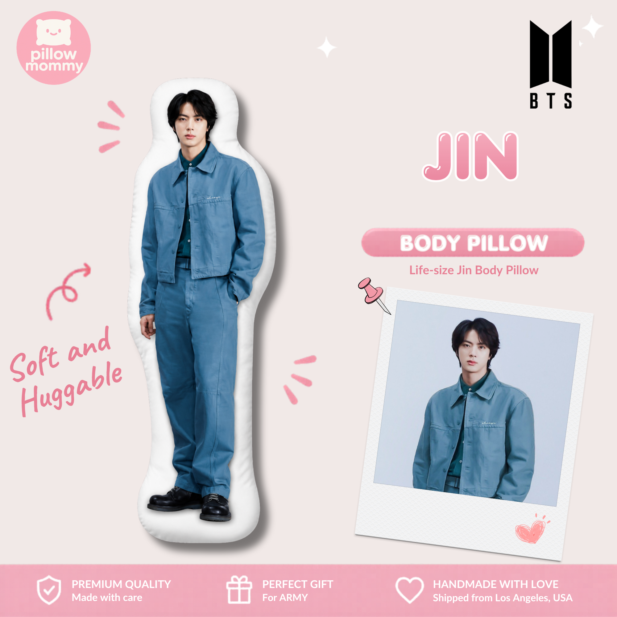 BTS Jin Life-Size Body Pillow