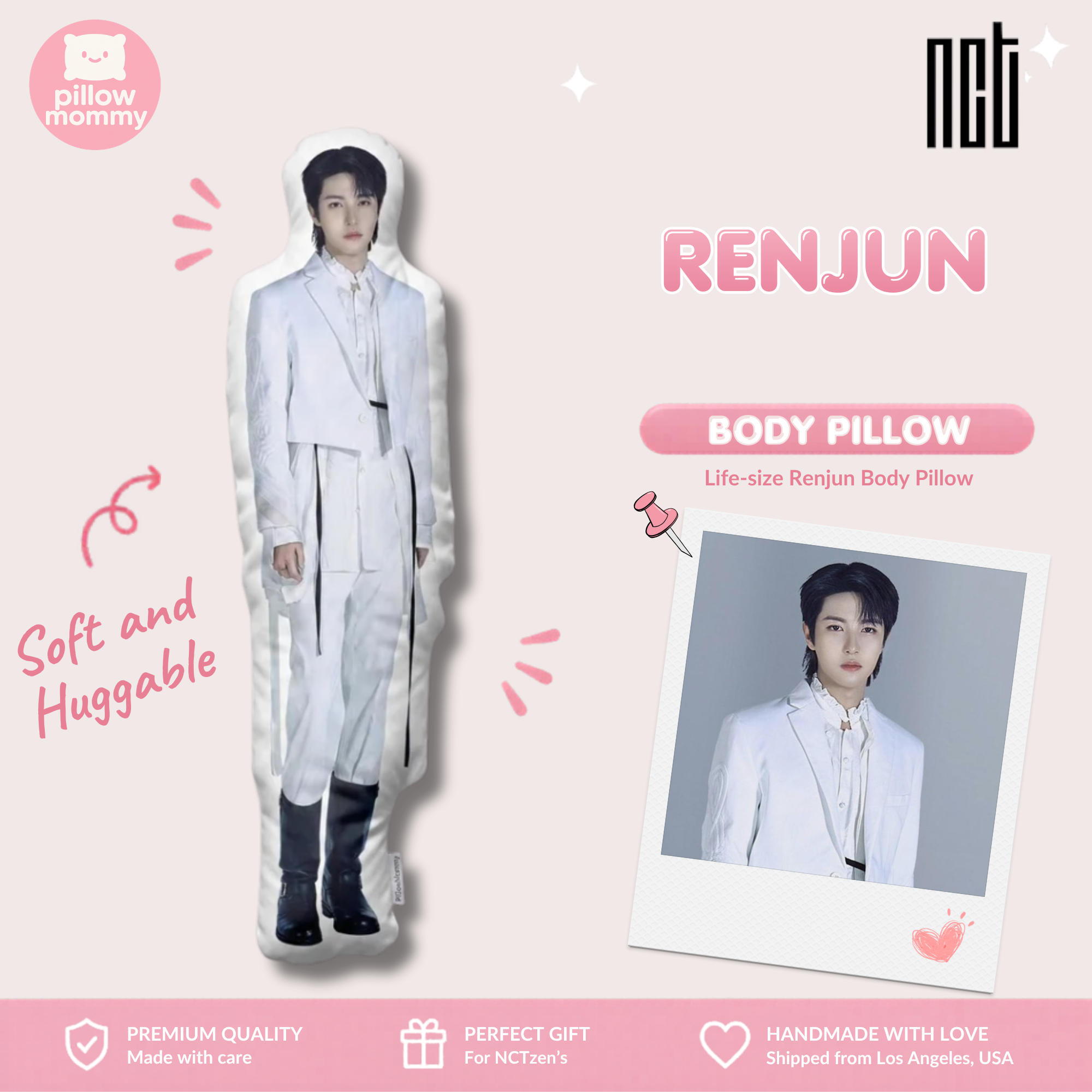 NCT Renjun White Formal Life-Size Body Pillow
