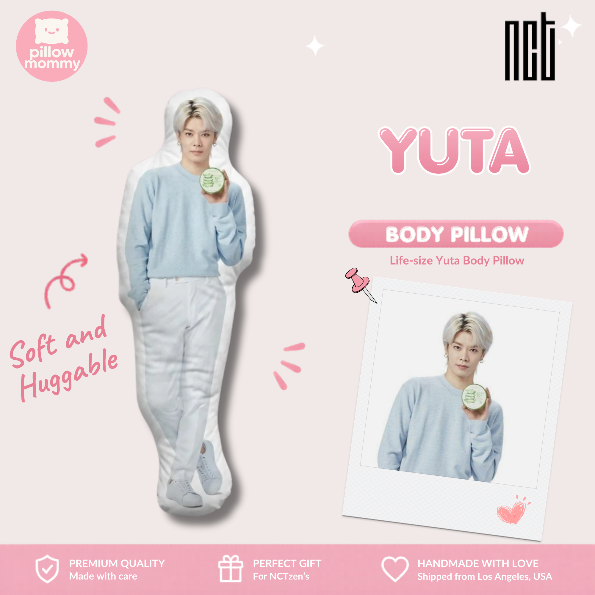 NCT Yuta Pastel Casual Life-Size Body Pillow