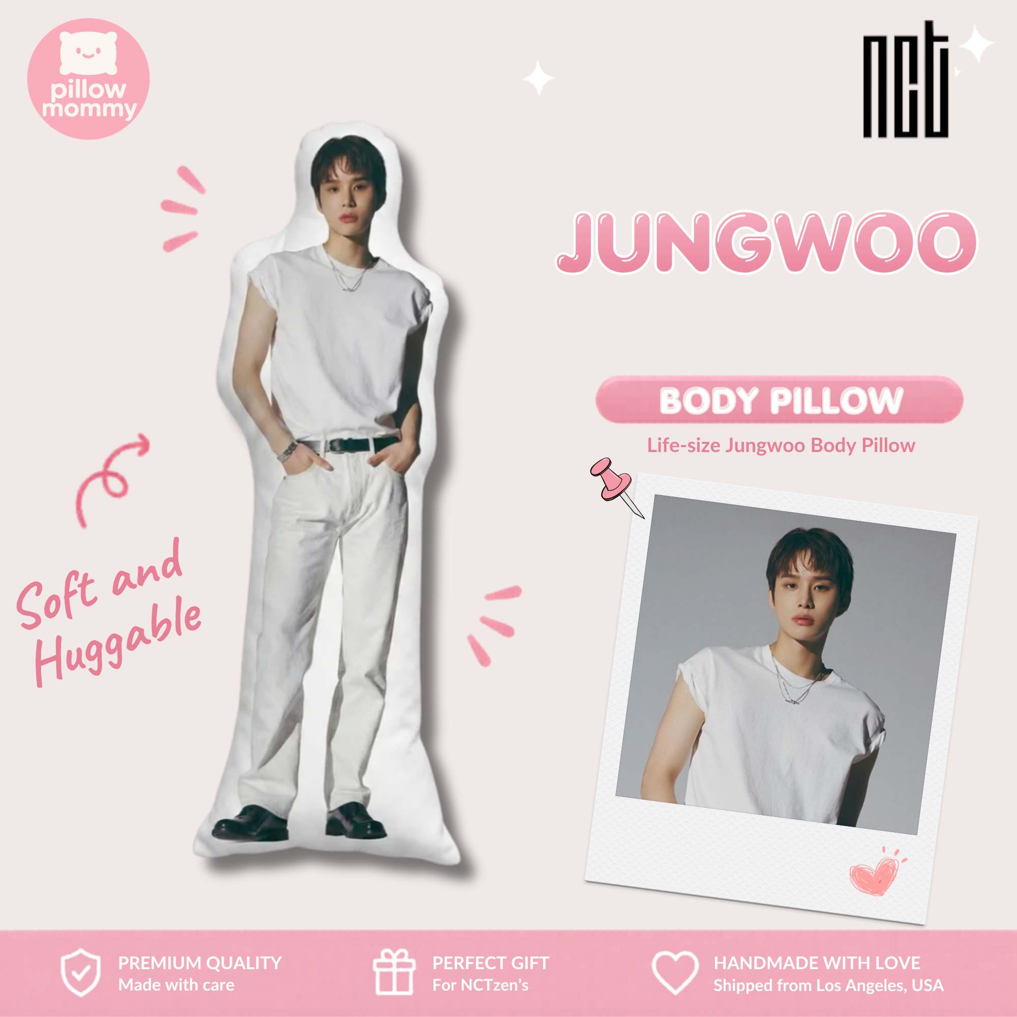 NCT Jungwoo White Casual Life-Size Body Pillow