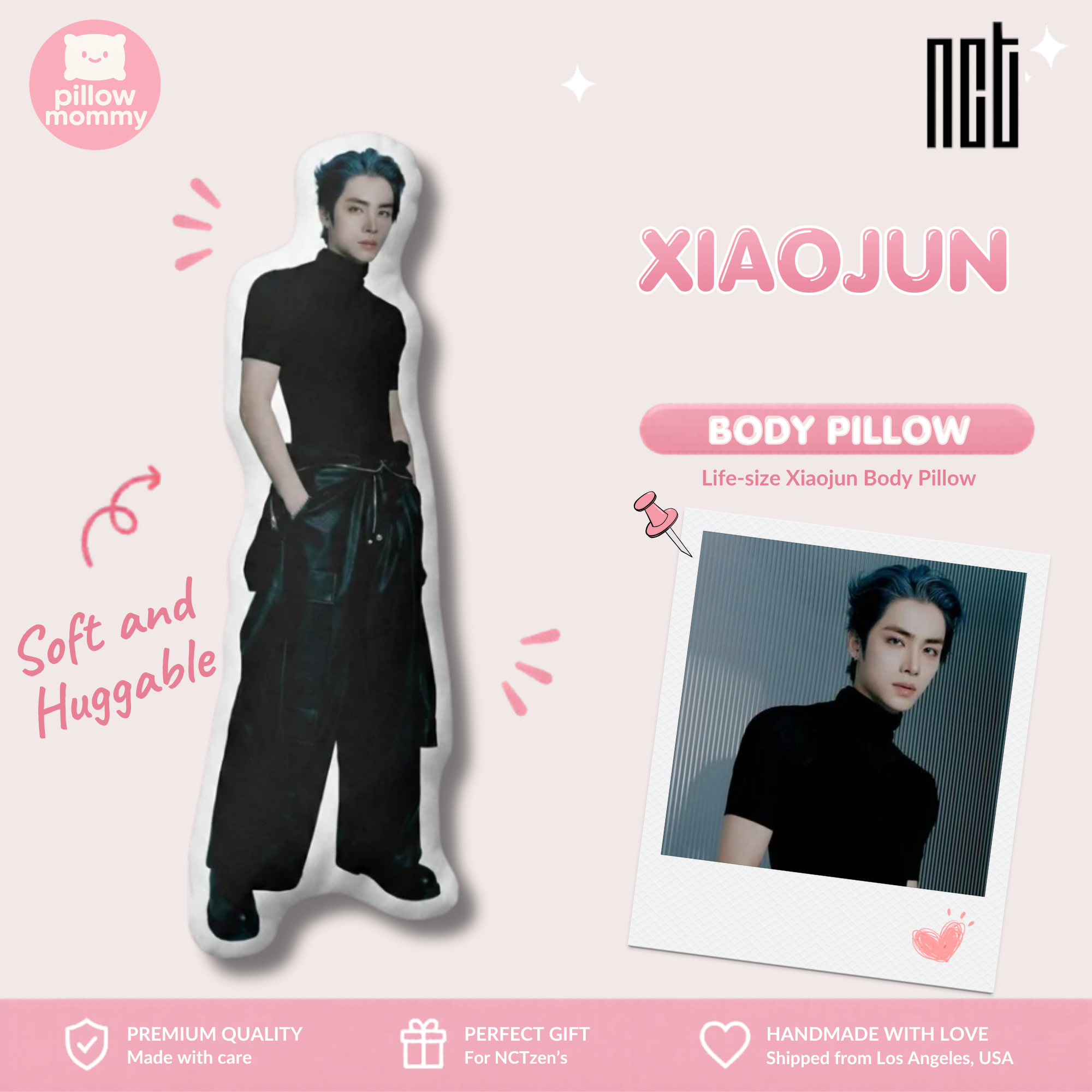 NCT Xiaojun Black Turtleneck Life-Size Body Pillow