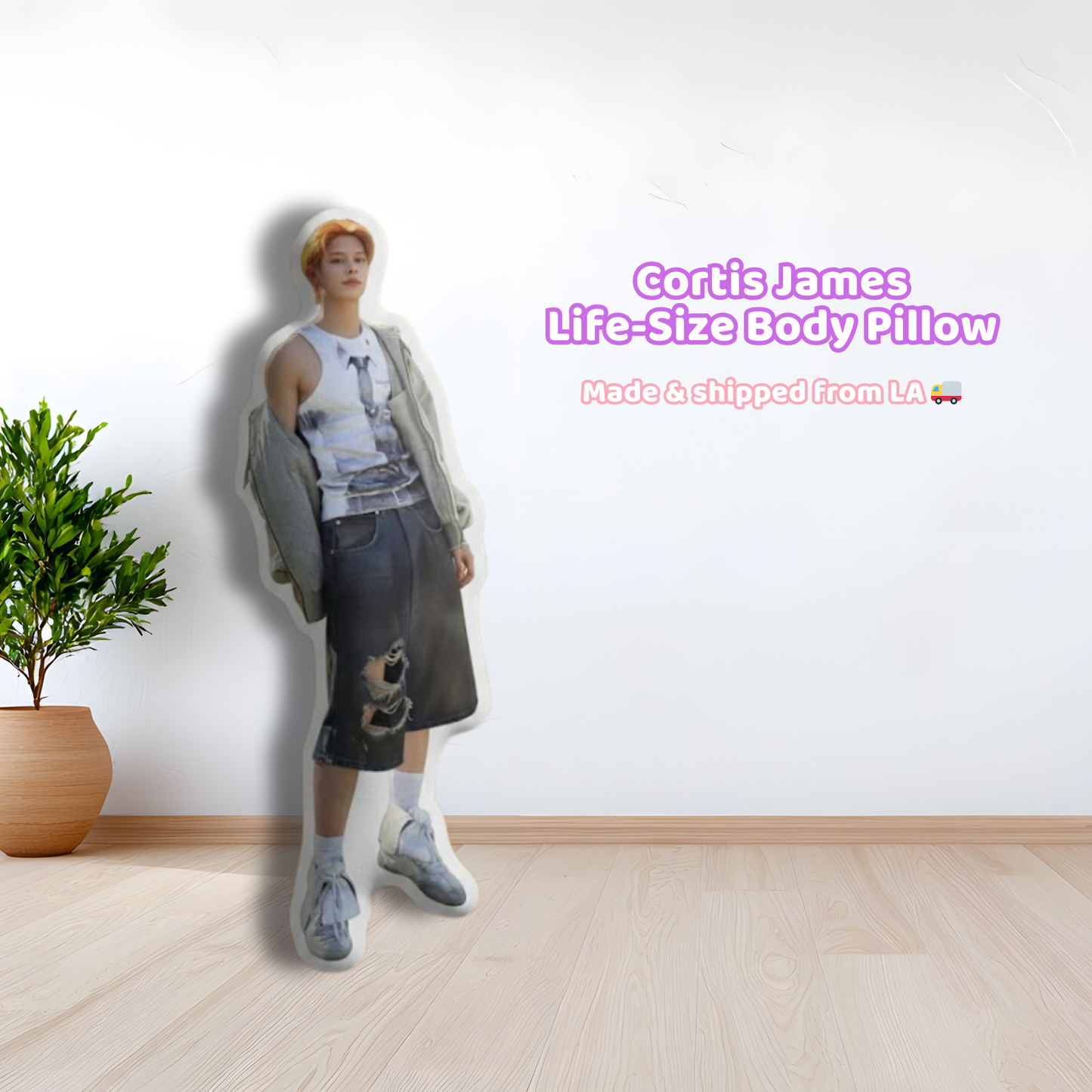 Cortis James White Tank Life-Size Body Pillow