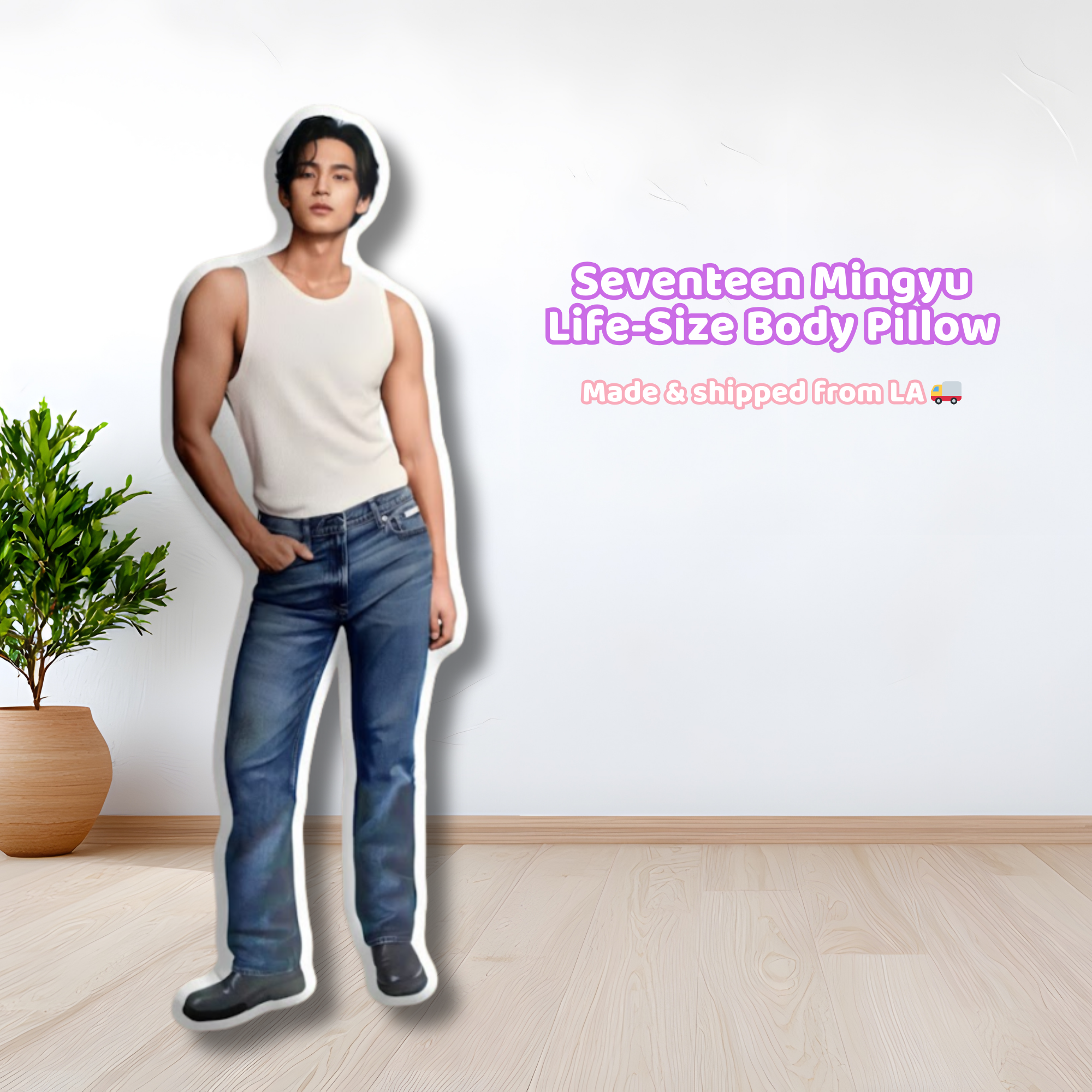 Seventeen Mingyu White Top Life-Size Body Pillow